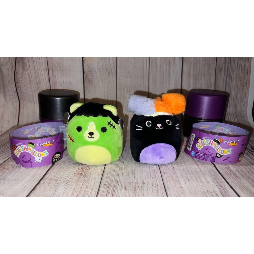 2x Squishmallows Len & Autumn Halloween 4" Mystery Squad Capsule Mini Plush Doll